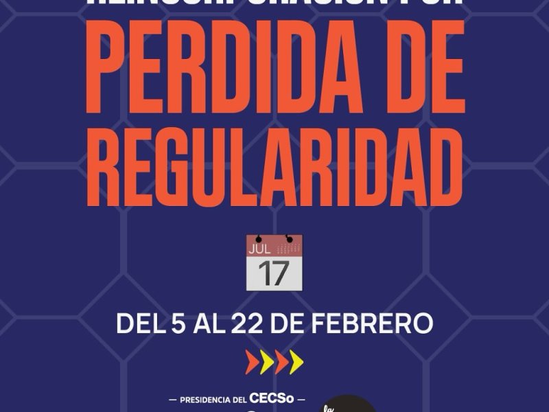 REINCORPORACIÓN POR PERDIDA DE&nbsp;REGULARIDAD